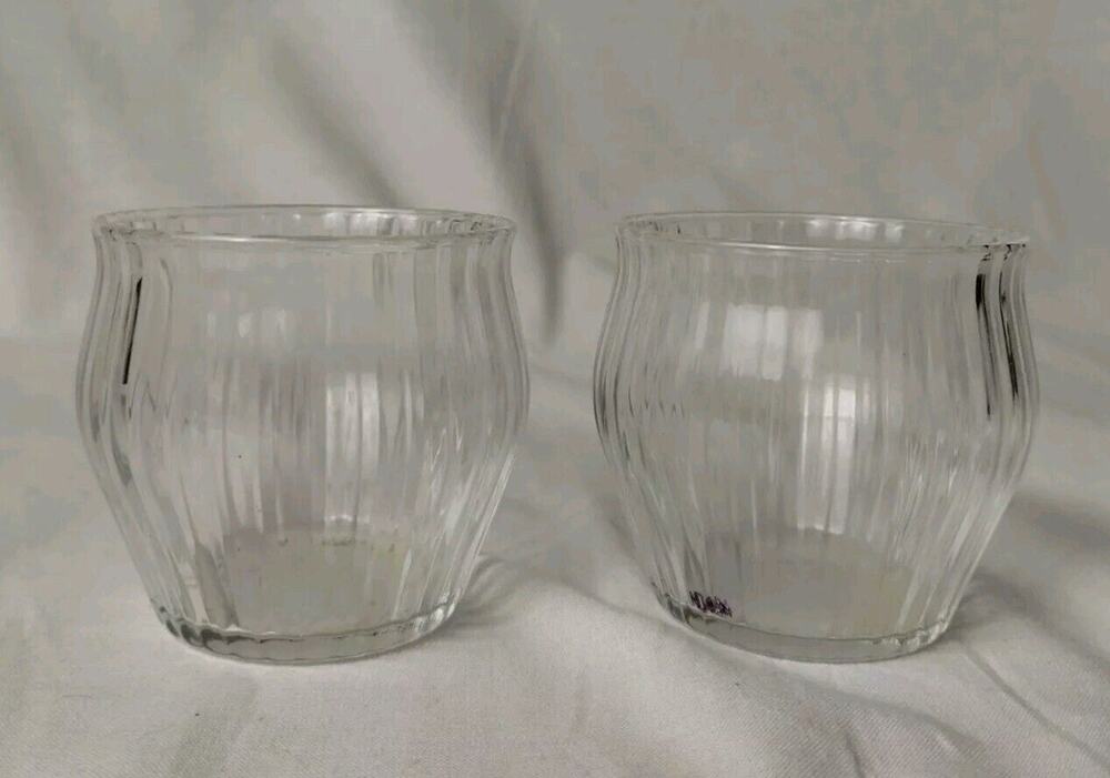 2 Clear Glass Votive Candle Holder 2.5" Tall
